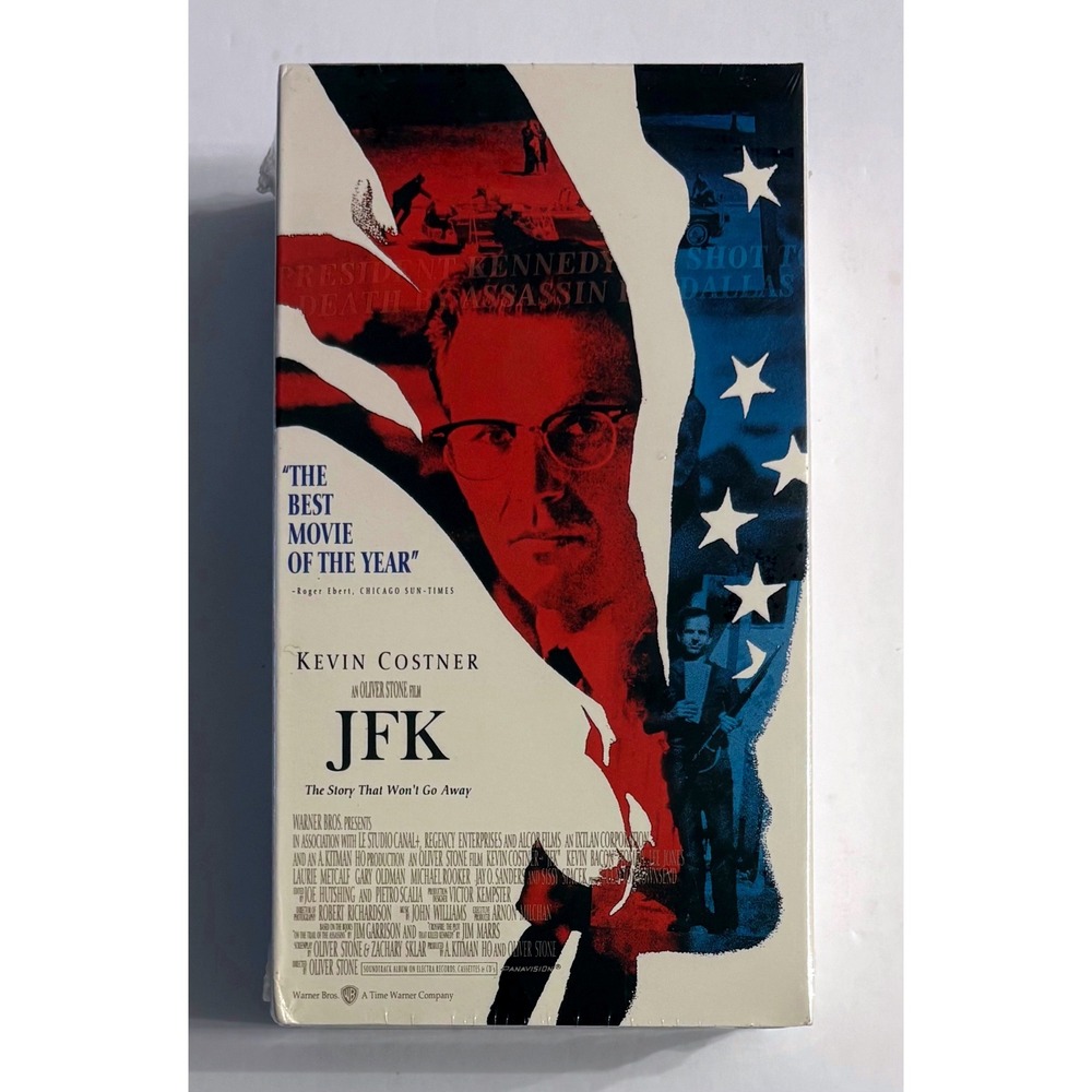JFK VHS 1991 Movie Kevin Costner Oliver Stone Warner Home Video Factory Sealed